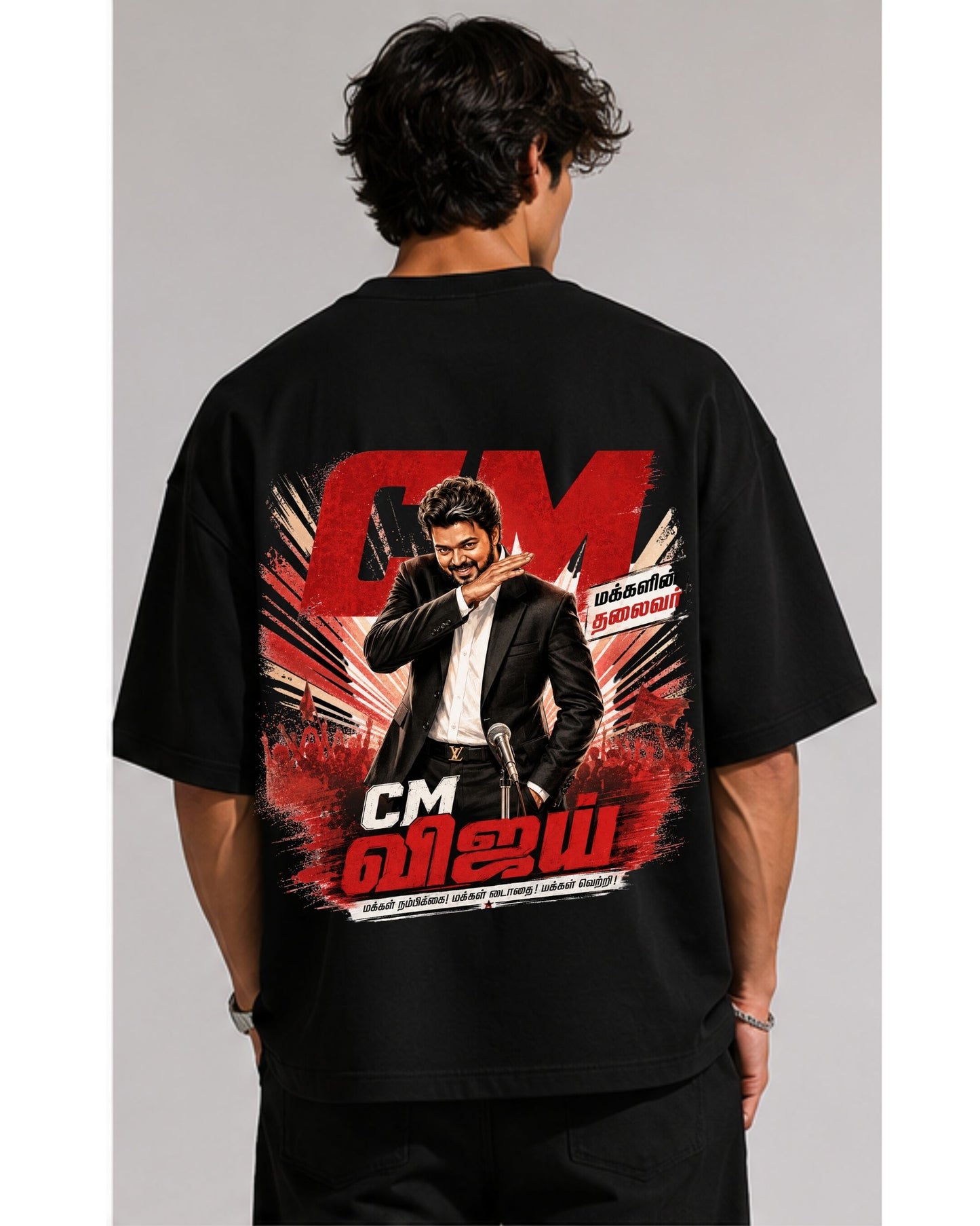 Thalapathy Vijay Fan Edition 240 GSM Oversized Cotton T-Shirt-2