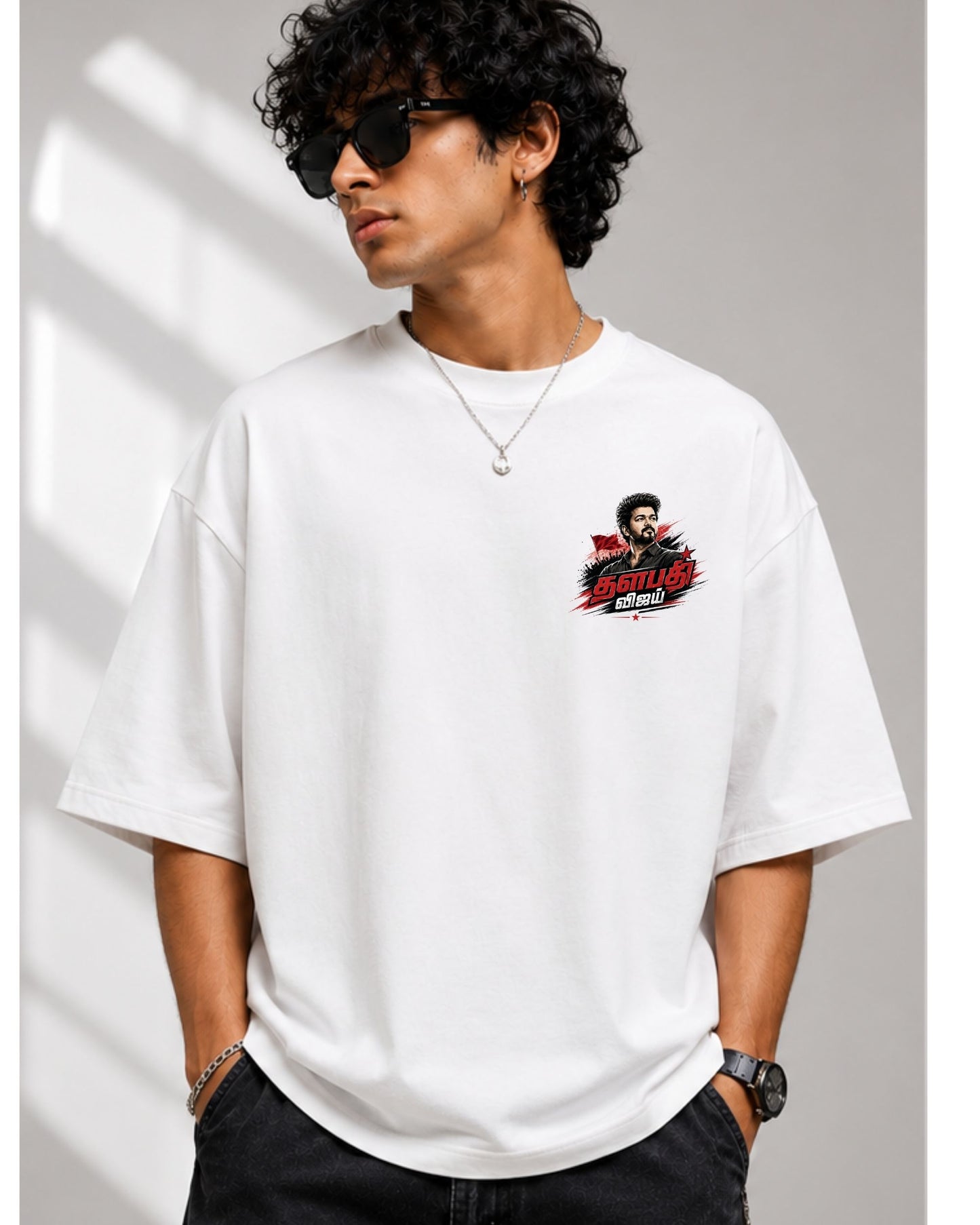 Thalapathy Vijay Fan Edition 240 GSM Oversized Cotton T-Shirt-2
