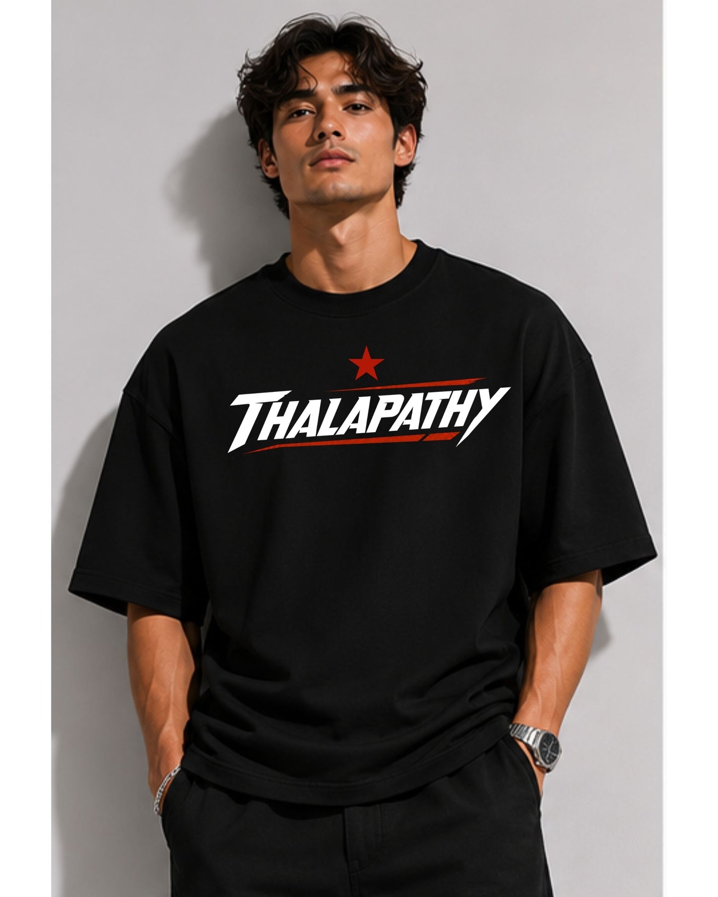 Thalapathy Vijay Fan Edition 240 GSM Oversized Cotton T-Shirt-3
