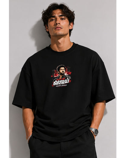 Thalapathy Vijay Fan Edition 240 GSM Oversized Cotton T-Shirt-7