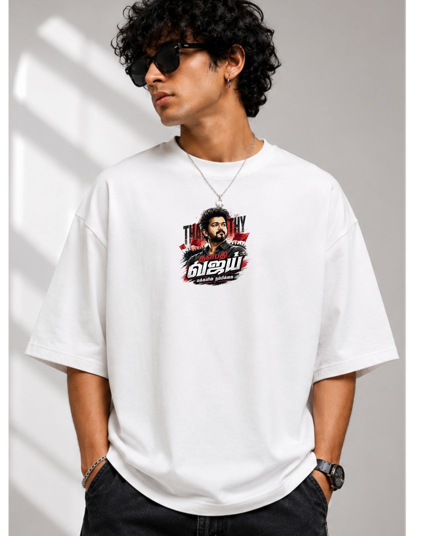 Thalapathy Vijay Fan Edition 240 GSM Oversized Cotton T-Shirt-4