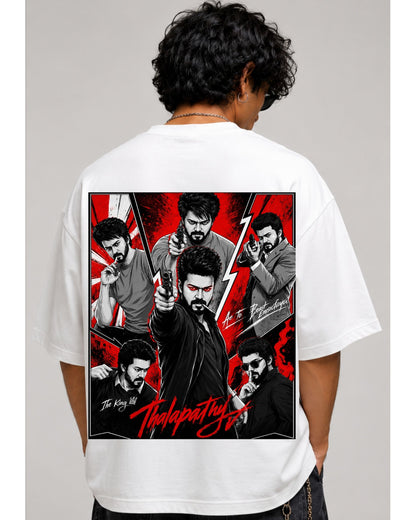 Thalapathy Vijay Fan Edition 240 GSM Oversized Cotton T-Shirt-4
