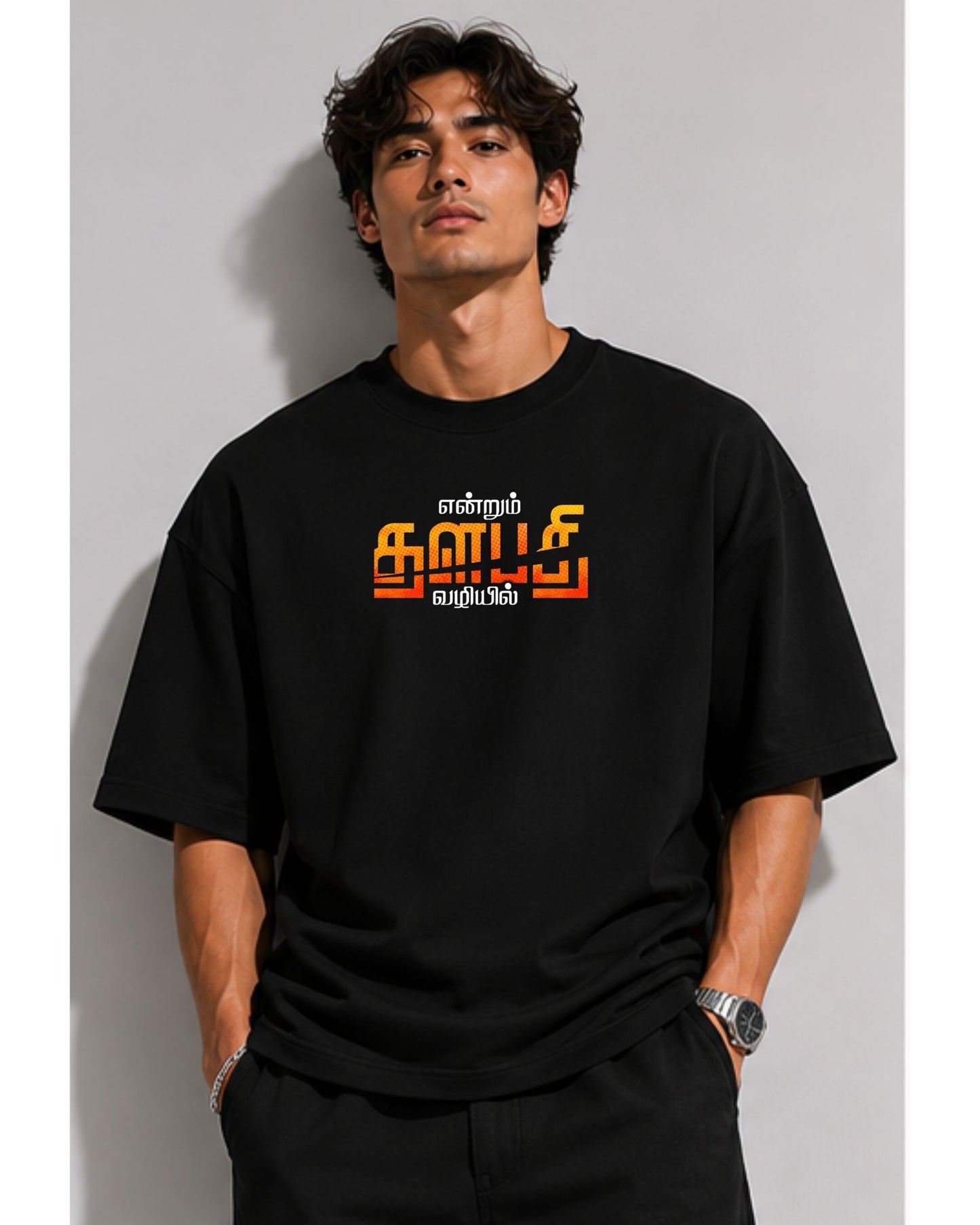 Thalapathy Vijay Fan Edition 240 GSM Oversized Cotton T-Shirt-5