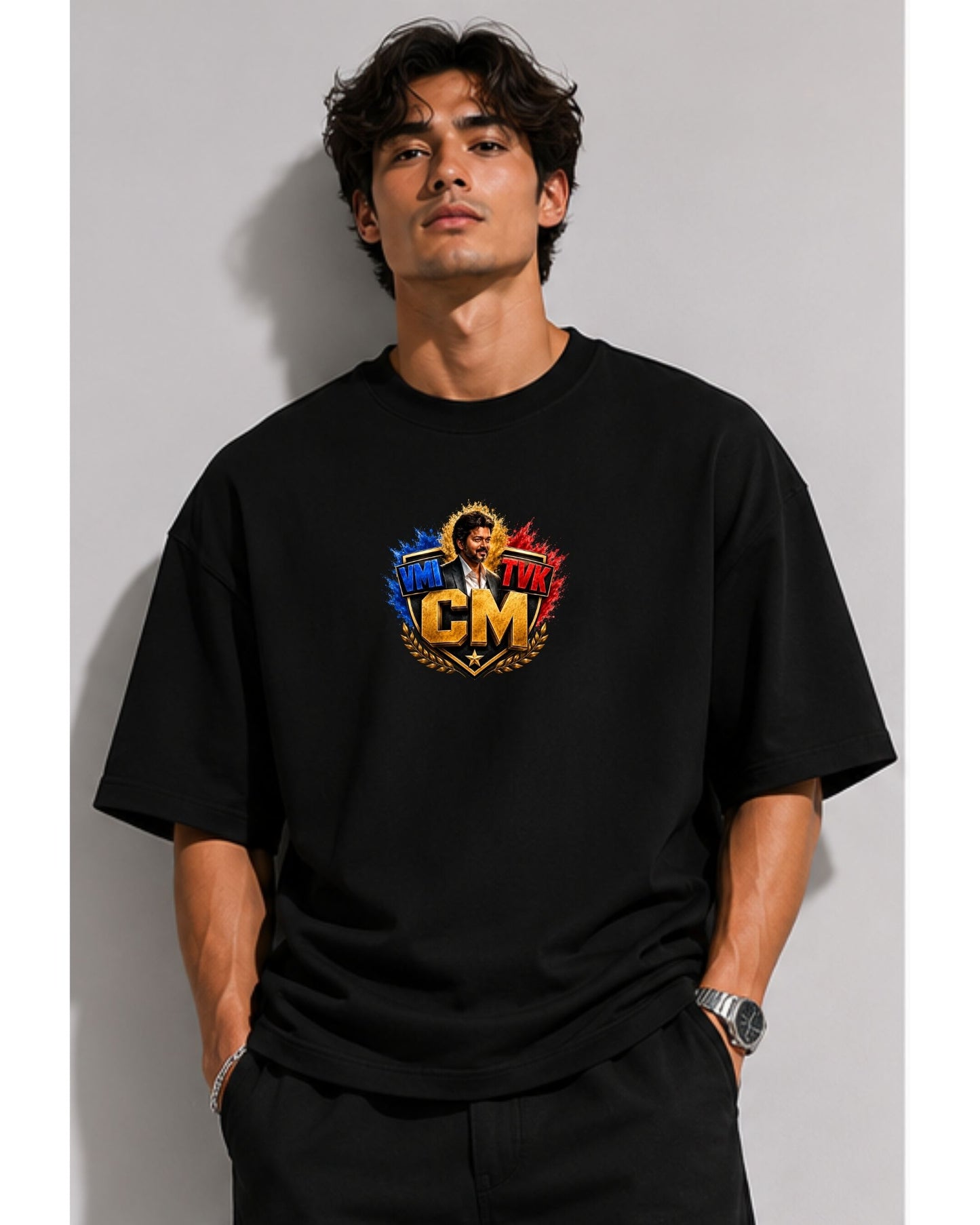 Thalapathy Vijay Fan Edition 240 GSM Oversized Cotton T-Shirt-6