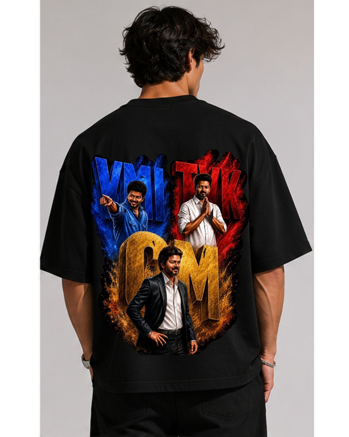 Thalapathy Vijay Fan Edition 240 GSM Oversized Cotton T-Shirt-6