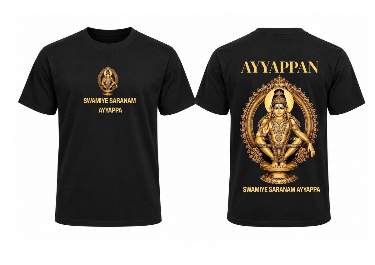 Ayyappan Swamiye Saranam Printed Round Neck T-Shirt: Black