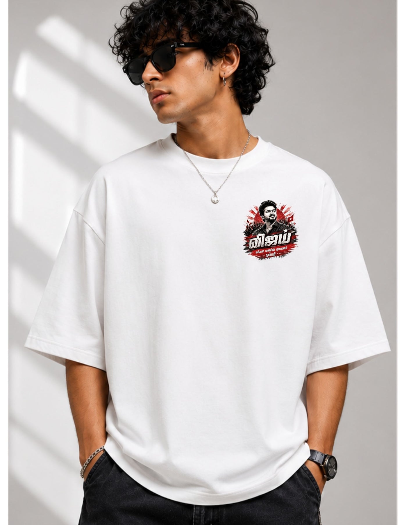 Thalapathy Vijay Fan Edition 240 GSM Oversized Cotton T-Shirt