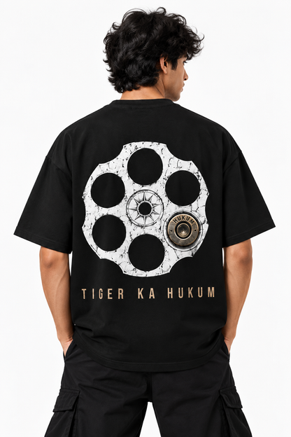Hukum Drip Typography Oversized Tee — Black & White