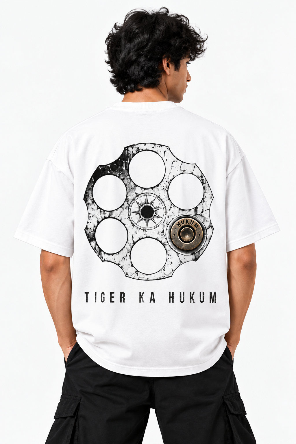 Hukum Drip Typography Oversized Tee — Black & White