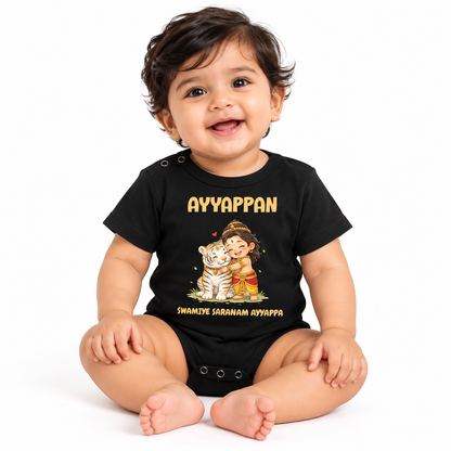 Little Ayyappan with Tiger Printed Baby Romper: Black