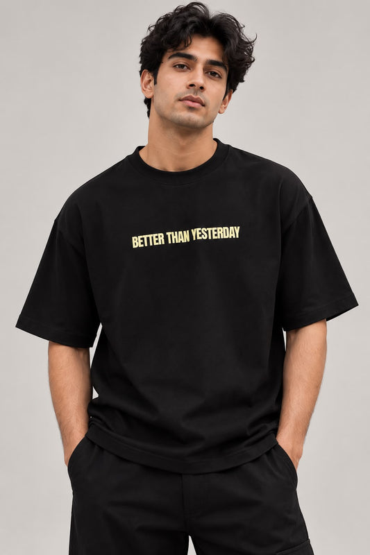 Better Than Yesterday Oversized Black T-Shirt