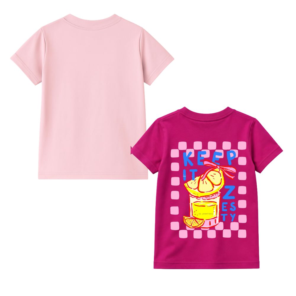 Lobster & Lemon Drink Graphic Printed Round Neck Half Sleeve T-Shirts for Girls