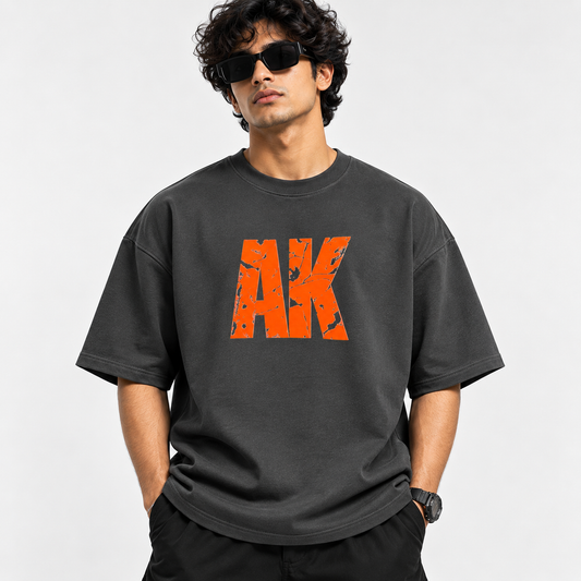 AK Graphic Oversized T-Shirt – 240 GSM Bio-Washed Loopknit Cotton
