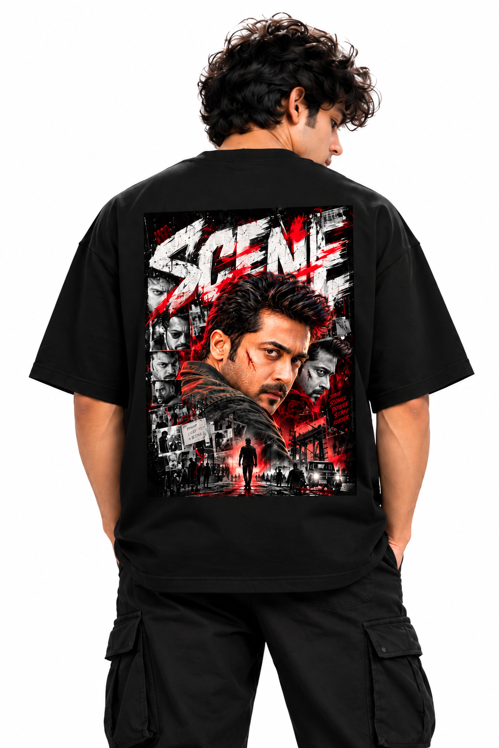 Scene Typography Oversized Tshirt For Men