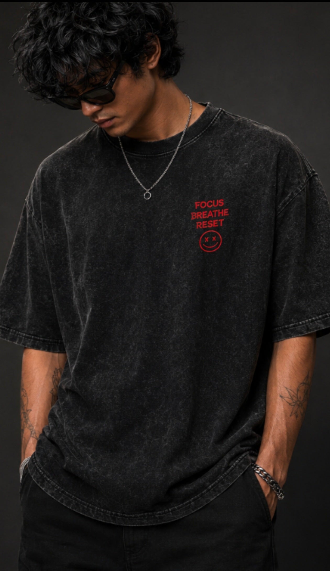 Acid Washed Oversized T-shirt - State of Calmness