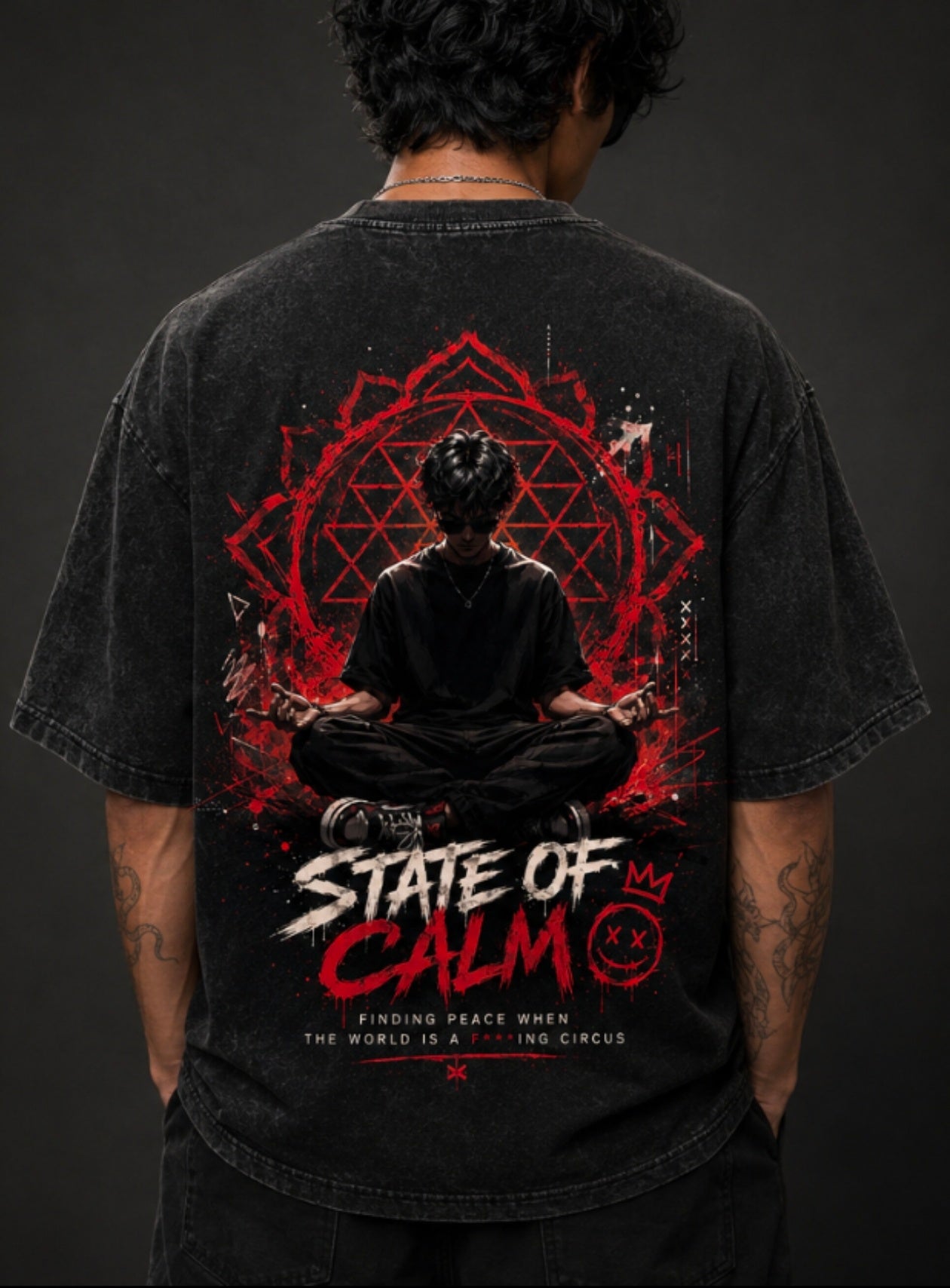 Acid Washed Oversized T-shirt - State of Calmness