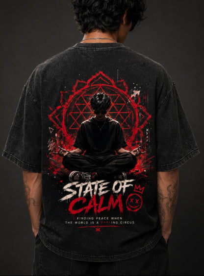 Acid Washed Oversized T-shirt - State of Calmness